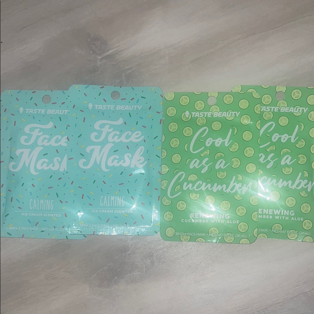 Taste Beauty Sheet Mask Bundle - Calming & Cool as a Cucumber